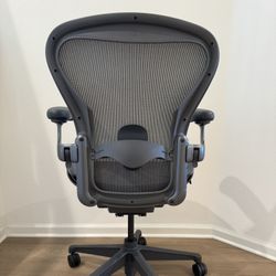 Herman Miller Aeron Remastered Size B Office Chair With Titanium Frame And Base