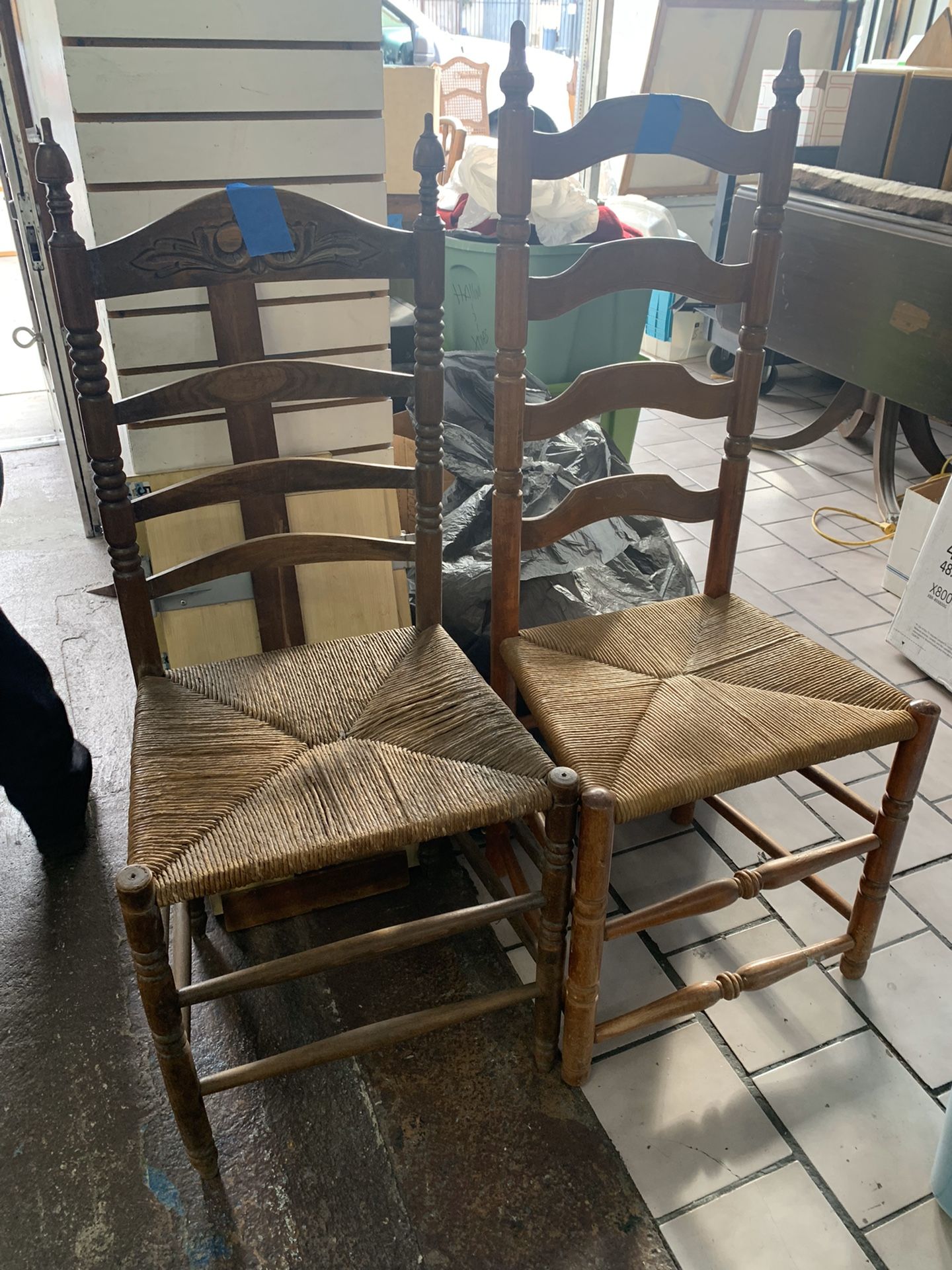 Antique Vintage Wood Ladder Back Chairs