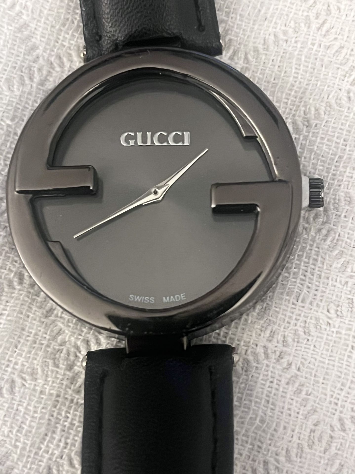 Ladies Black Leather Gucci GG Style 38mm Watch 