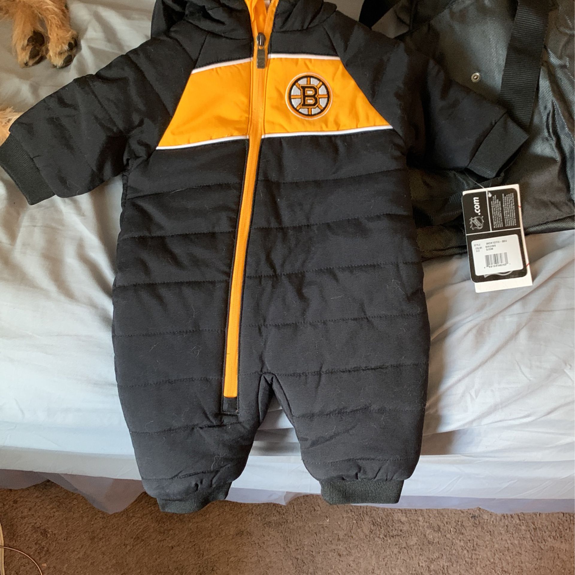 Brand New With Tags Bruins Baby Boy- Snow Suit And Onesie 