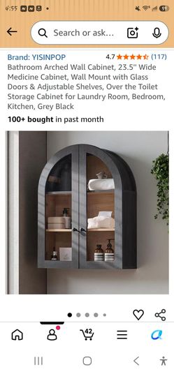 Arched wall cabinet in Grey black