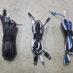 Lot Of (3) Cables Usb To Usb C Average 4 To 5ft Each