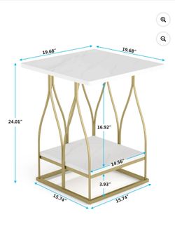✨ Modern Gold & White Marble Accent Table / Nightstand ✨