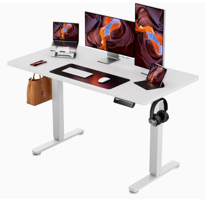 White Electric Sit & Stand Desk