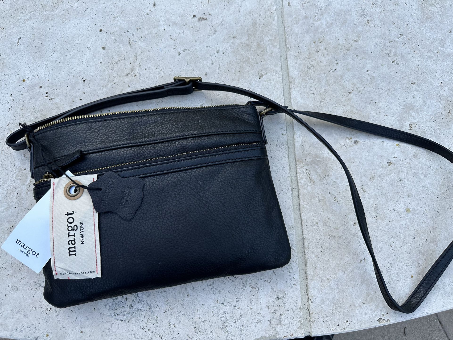 Margot New York crossbody black leather purse. brand new!