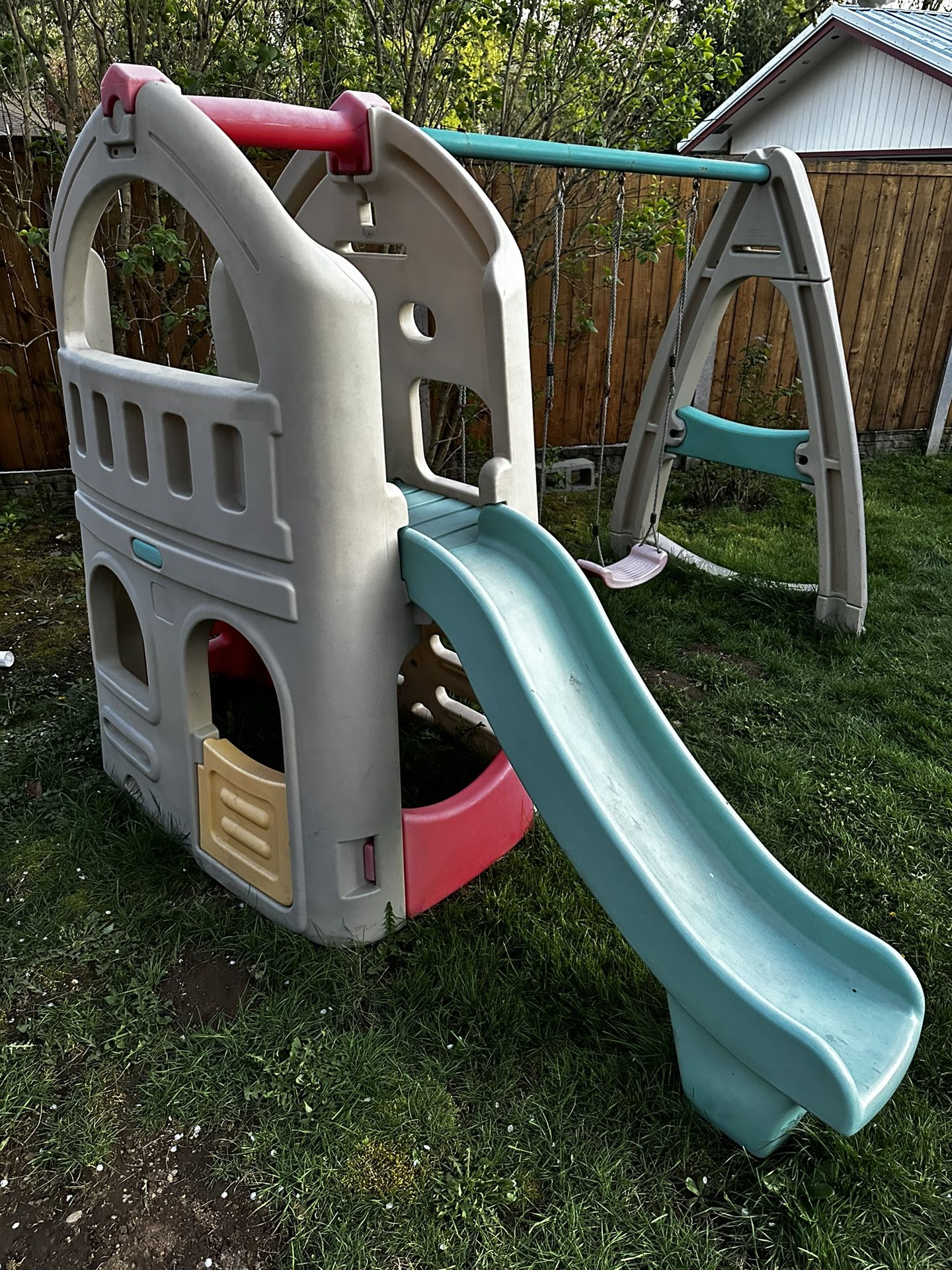 Step2 Playhouse Climber Swing Set with climber and slide