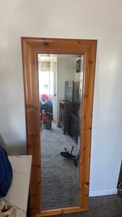 Full Length Pine Wood Framed Mirror