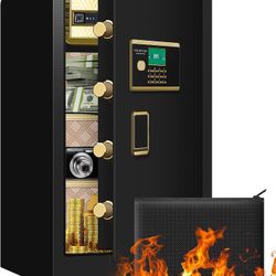 Aprxuvot Extra Large Heavy Duty Home Safe Fireproof Waterproof, Anti-Theft Digital Home Security Safe Box With Fireproof Document Bag, Separate Lock 