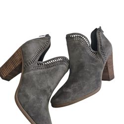 Vince Camuto Laser Cut Stacked Heel Boots Sz. 10
