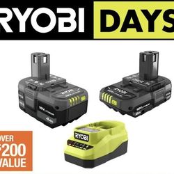 RYOBI ONE+ 18V Lithium-lon 4.0 Ah Battery (2-Pack) PBP2005