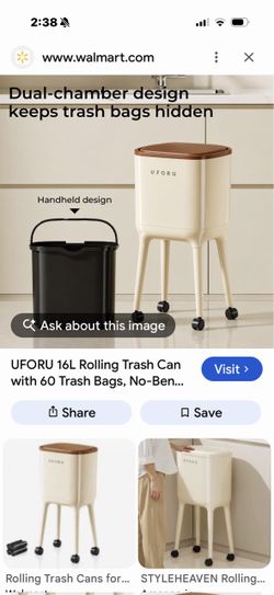 UFORU 16L Rolling Trash Can with Dual Chamber