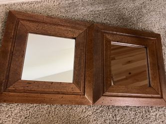 Rustic Wooden Frame Mirrors – Set of 2
