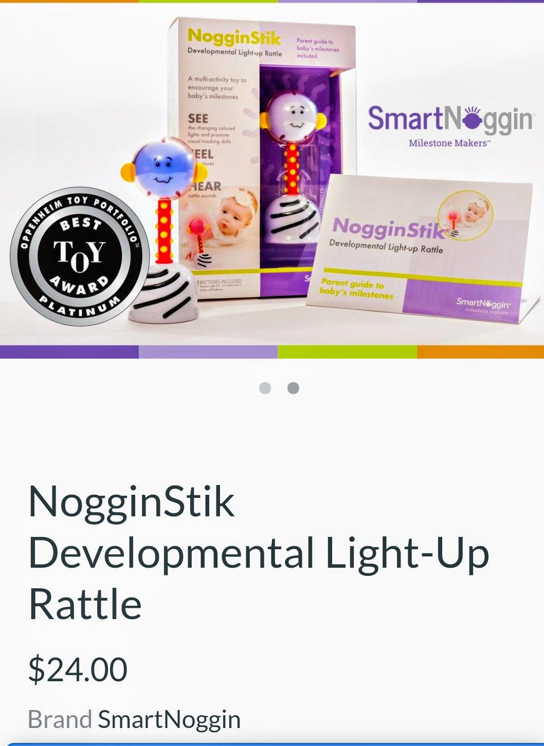 Speciality baby toys. NogginStik Developmental Light-Up Rattle $24 new