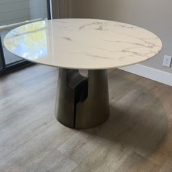 47” Round Faux Marble Dining Table – Brand New (Wrong Color Ordered)