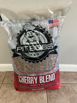 20 lb bag of Pit Boss Cherry Blend Hardwood Pellets.