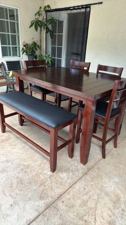 Dining table and 4 Chairs One bench