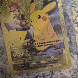 Pokémon Pikachu V Gold Foil Holo Textured Fan Art Card Nintendo