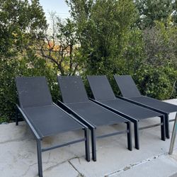 Set Of 4 Black Outdoor Loungers