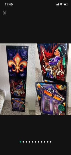 Rare Jimi Hendrix Signed art By Reggie Ford From New Orleans Signed by artist. 24”x5” on wood with heavy high gloss clear coat. $50 Fremont Pic