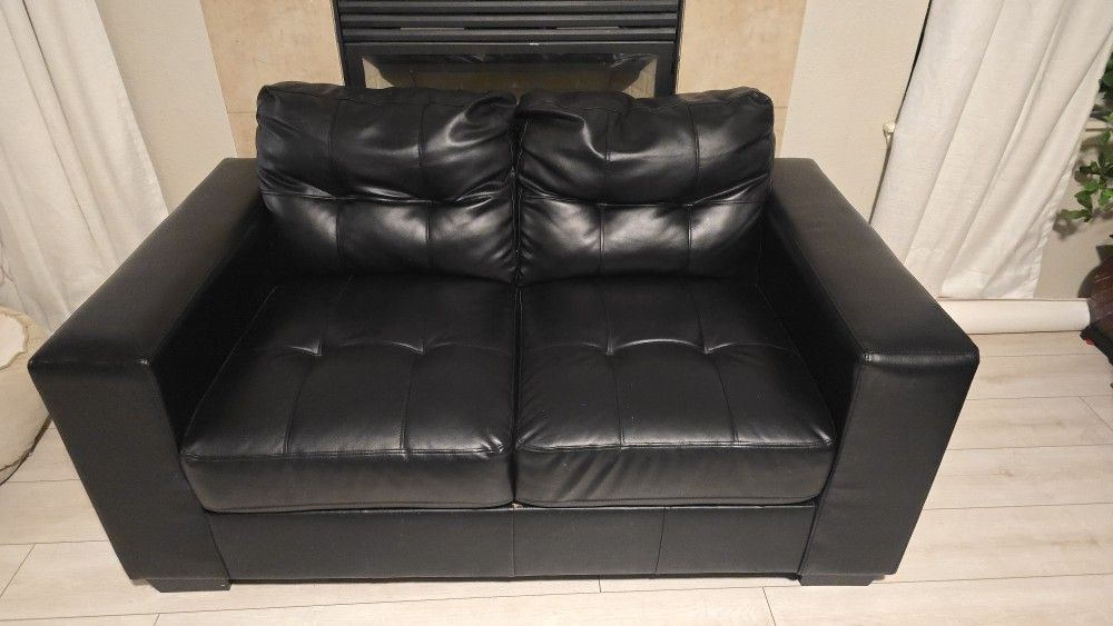 Black Faux Leather Sofa