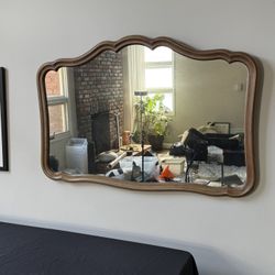 Mid-Century Wood Mirror – 55” x 37”