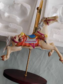 Blue saddle Carousel horse by Franklin mint, vintage