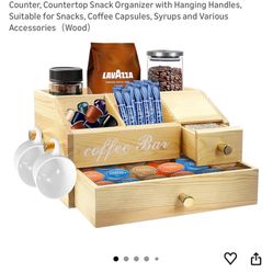 Coffee Station Organizer - Farmhouse Wood