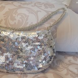Cartera Con Lentejuelas Plateadas