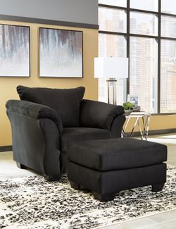Darcy Black Chair and Ottoman (Online Special Price)