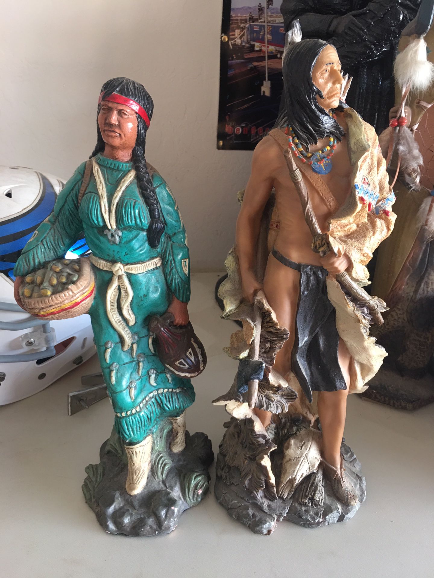 Indian couple statues 15 and 16 inches tall perfect for Decor or collectible pieces.