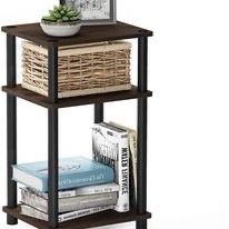 Furinno Just 3-Tier Turn-N-Tube End Table / Side Table / Night Stand / Bedside Table with Plastic Po