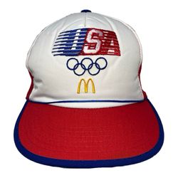 Vintage 1984 USA Olympics McDonald’s Hat Snapback Trucker Red White Blue
