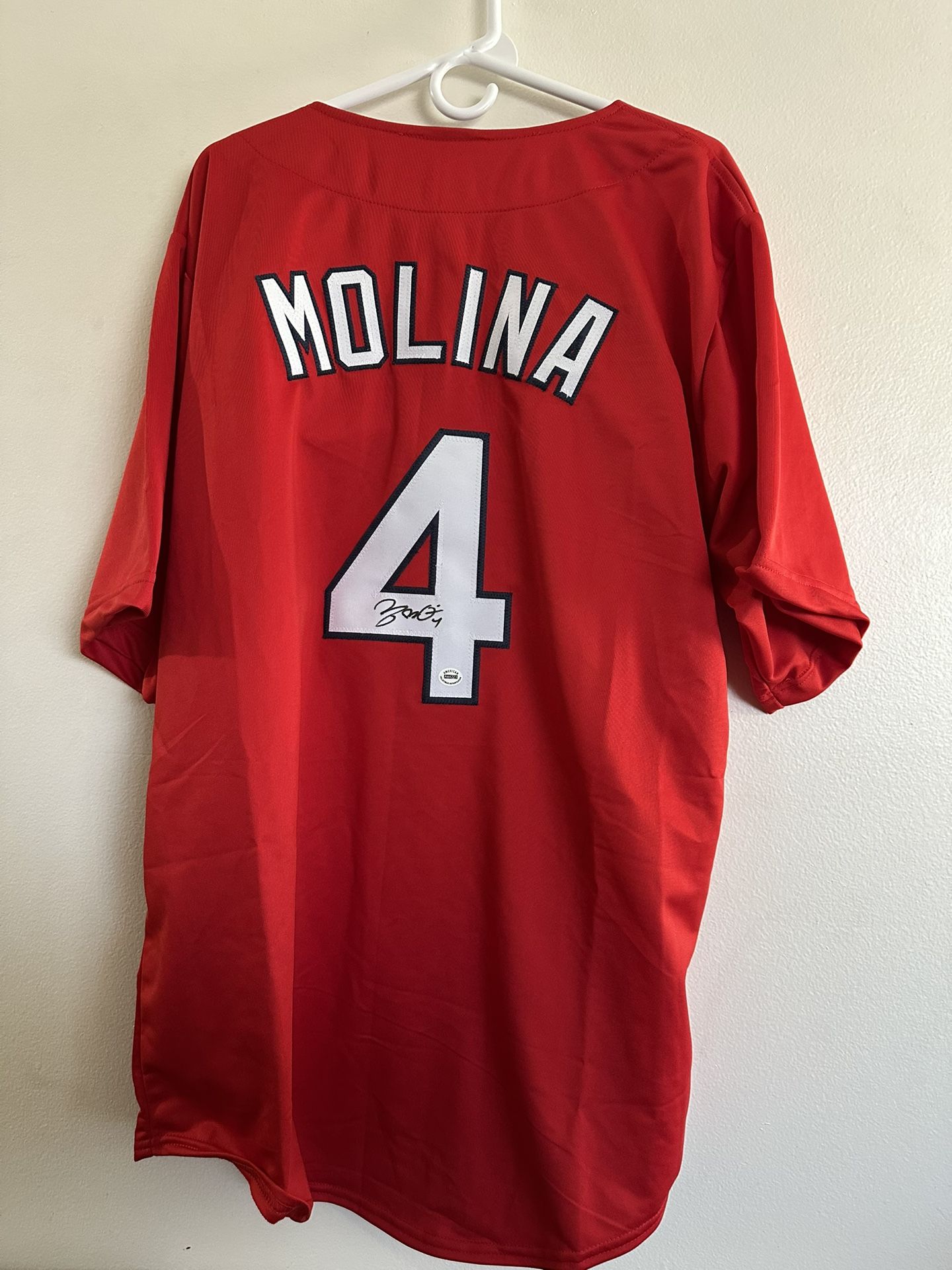 YADIER MOLINA SIGNED ST LOUIS CARDINALS AUTOGRAPHED CUSTOM JERSEY W/COA XL 647