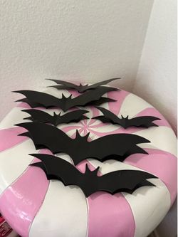 METAL WALL DECOR BAT SET  X6