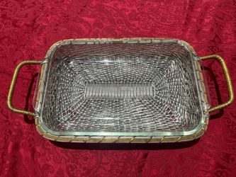 Glass Casserole Dish with Woven Metal Carrier
