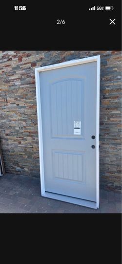 Masonite 36 in. x 80 in. Cheyenne 2-Panel Left Hand Inswing Painted Smooth Fiberglass Prehung Front