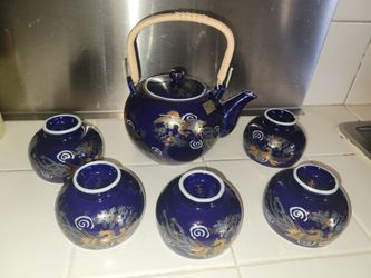 Cobalt Blue Japanese Ceramic Tea Set