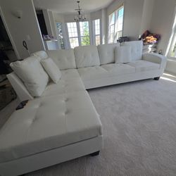 New! White Leather Storage Sectional Sofa