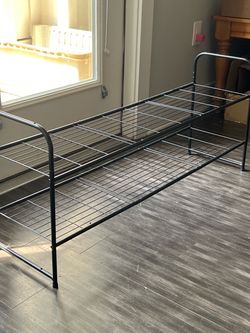 Black Metal 2-Tier Shoe Rack