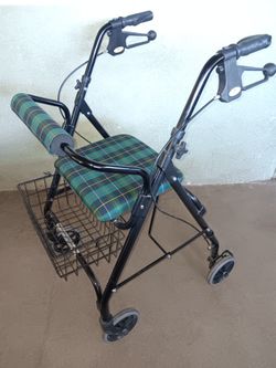 Rollator Roller Folding Walker Medline Padded Seat Basket