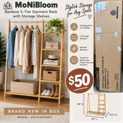 Bamboo 5-Tier Garment Rack NEW