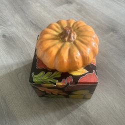 Harvest Hand Painted Pumpkin Candy Dish
