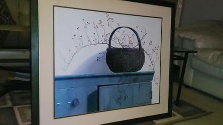 LARGE WALL PICTURE! GREEN WOOD FRAME! BRAND NEW!