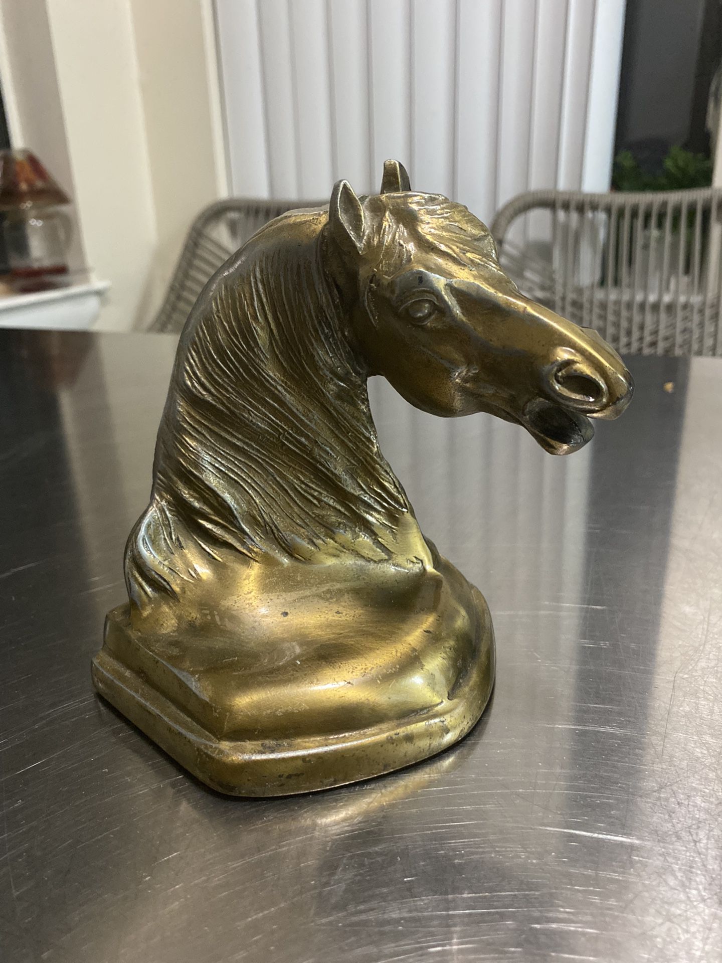 Vintage Brass Horse Bookend