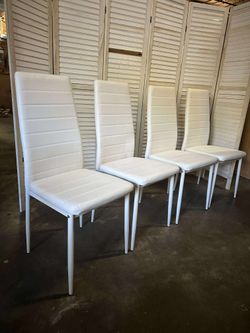 Dining Chairs Set of 4, PU Leather Kitchen Chairs with Sturdy Iron Legs, Waterproof Seat, High Back Padded Upholstered Chairs