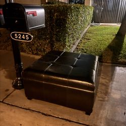 Ottoman  Faux Leather Brown 