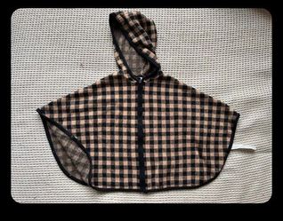 ZARA baby knitwear pancho Hoodie Sweater Cover Up Plaid Black Brown Baby Girl Size 9 12 Months  top shirt