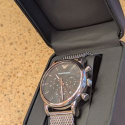 Men's Wrist Watch Imporio Armani By Giorgio Armani New In Box The Luigi Collection Black Dial Stainless Steel Band Water Resistant