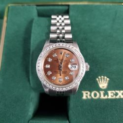 26mm Stainless Day Date w/ Custom Copper Diamond Dial & Diamond Bezel