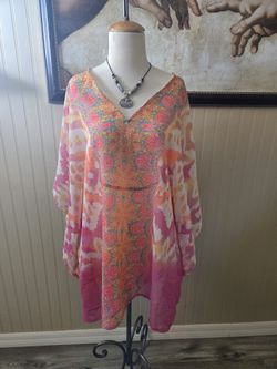 Womans multicolor Rhinestone  v-neck cover up lounge